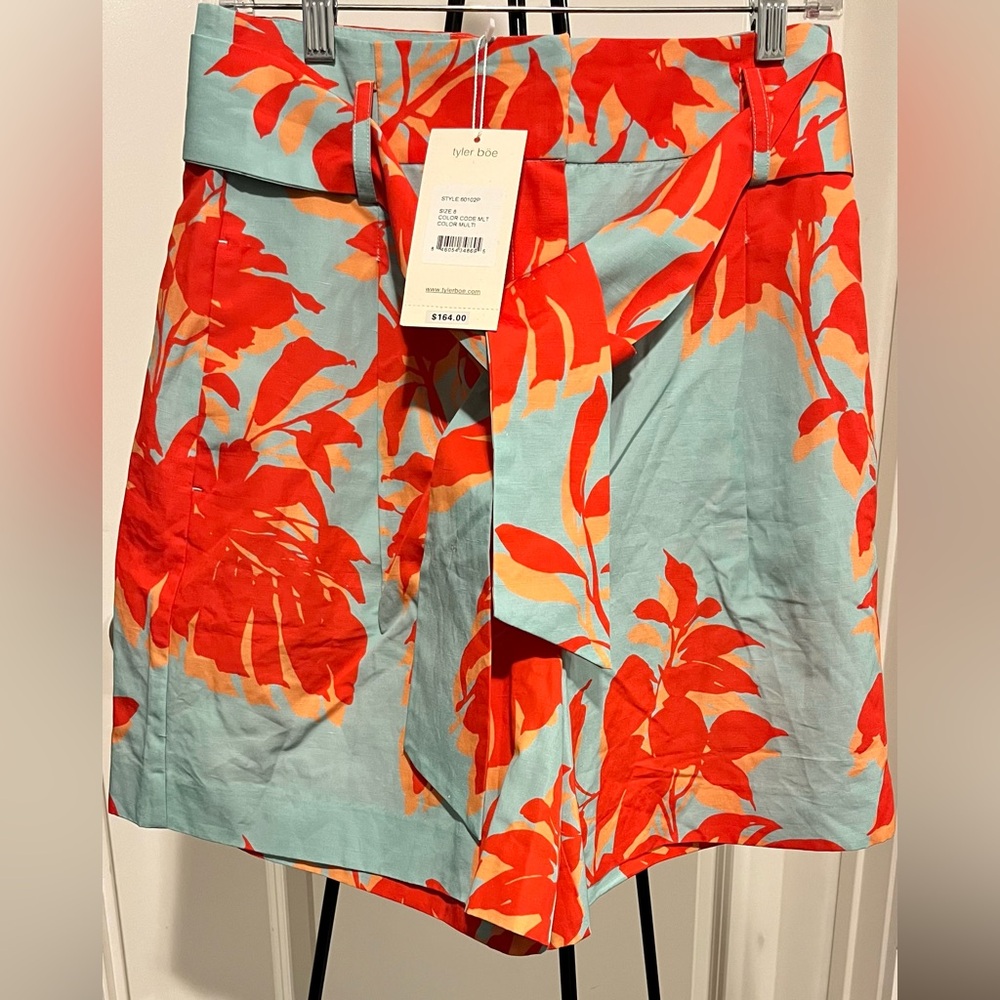 Tyler Boe High Waist Floral Shorts - Coral and Sky Blue. Brand new with tag.